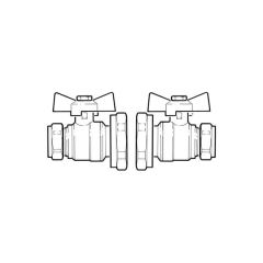 Butterfly Handle Ball Pump Valve - 1.1/2" x 28mm Pair