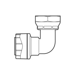 Polyplumb Bent Tap Connector - 1/2" BSP Swivel x 15mm