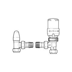 Angled TRV Radiator & Lockshield Pack - 10/15mm