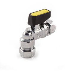 Gas Ball Valve - 10mm Compression Elbow Lever Handle