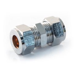 Chrome Plated Compression Straight Coupler - 10mm