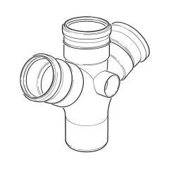 Soil & Vent Double Branch - 110mm x 112.1/2° Grey