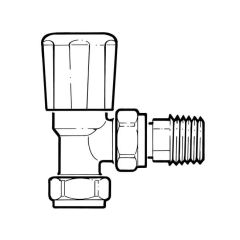 Angled Radiator Valve - 15mm with 15mm Tailpiece