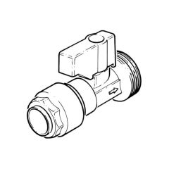 Straight Washing Machine Tap 15mm Push-fit x 3/4" BSP