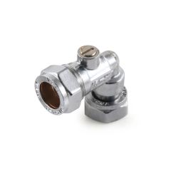 Chrome Angled Service Isolation Valve 15mm x 1/2"