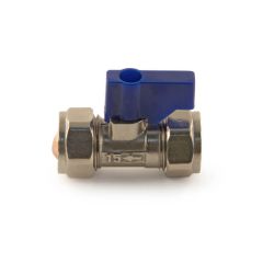 Lever Operated Isolating Valve Blue Handle 15mm Chrome