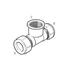 Branch Tee UK Compression 15 x 15mm x 1/2" BSP F