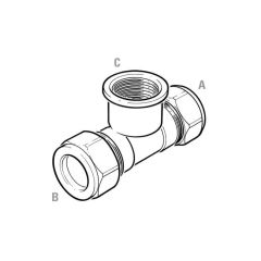 Copper to BSP F Branch Tee DZR Comp - 15 x 15mm x 1/2" BSP F