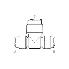 15 mm x 15 mm x 22 mm - Two Ends Reducing Tee - Polyfit - White