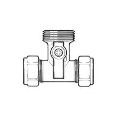 Tee Washing Machine Tap - 15mm x 3/4"