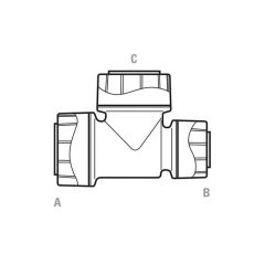 Polyplumb One End Reducing Tee - 15 x 10 x 15mm Grey