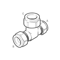 Two Ends Reduced Compression Tee - 15mm x 15mm x 22mm