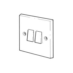 Plate Switch - 6A, 2 Gang, 2 Way, White