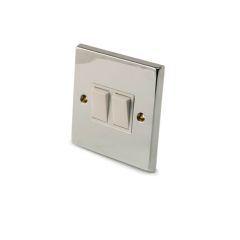 Plate Switch - 10A, 2 Gang, 2 Way, Chrome