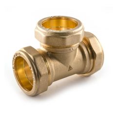 Compression Equal Tee Brass - 22mm