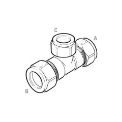 DZR Compression Reducing Tee - 22mm x 15mm x 22mm