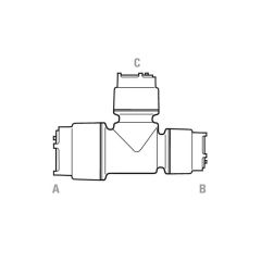 22 mm x 15 x 15 mm - Branch & One End Reducing Tee - Polyfit - White