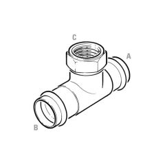 >B< Press BSP F Branch Tee - 22mm x 22mm x 1/2"