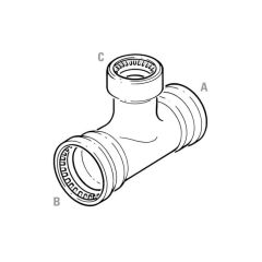 Push-fit Cuprofit Reduced Branch Tee 22mm x 22mm x 15mm