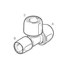 Hep2O® End Reduced Tee - 22mm x 15mm x 22mm White