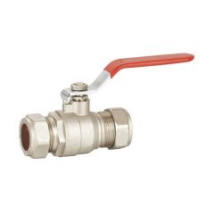 Ball Valve - 28mm Compression Red Lever Handle