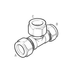 Reduced End Tee UK Compression 28 x 22 x 28mm 