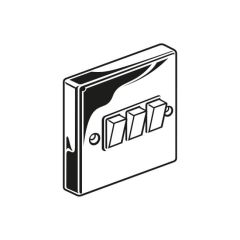 Plate Switch - 10A, 3 Gang, 2 Way, Chrome