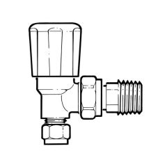 Angled Radiator Valve - 8mm with 15mm Tailpiece