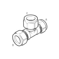 Chrome Plated Compression Equal Tee - 8mm