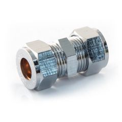 Chrome Plated Compression Straight Coupler - 8mm