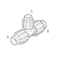 Above and Below Ground MDPE Branch Reduced Tee - 50 x 50 x 25mm