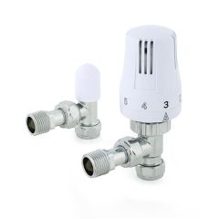 Angled TRV Radiator & Lockshield Pack - 10/15mm
