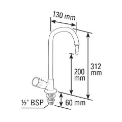 Arboles Laboratory Bench Mounted Hot Water Tap