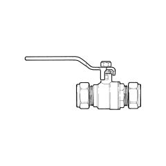 Ball Valve - 22mm Compression - Blue Lever Handle