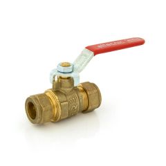 Ball Valve - DZR 28mm Compression Red Lever Handle