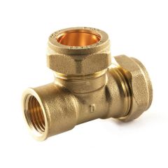 BSP F End Compression Tee - 22mm x 1/2" x 22mm