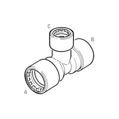 Conex Push-fit Reducing End Tee - 28 x 22 x 28mm