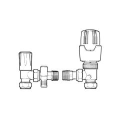 Drayton RT414 Angled TRV Lockshield & Drain-off - 15mm