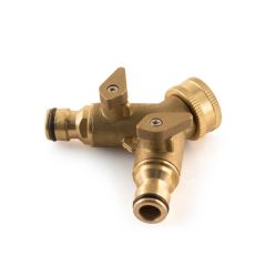 Dual Garden Hose Tap Connector - 3/4" Brass