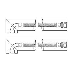 Flexible Hose - 1" BSP F Swivel Elbow x 28mm x 300mm, Pair