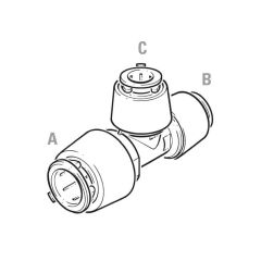 FloPlast FloFit+ Branch & One End Reduced Tee - 28 x 22 x 22mm