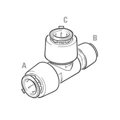 FloPlast FloFit+ One End Reduced Tee - 22 x 15 x 22mm