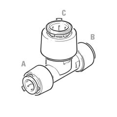 FloPlast FloFit+ Two Ends Reduced Tee - 15 x 15 x 22mm