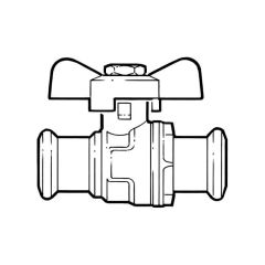 Full Bore Ball Valve - 15mm Press-fit, Butterfly Handle