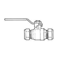 Gas Ball Valve - 35mm Compression Yellow Lever Handle