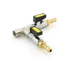 Gas Pressure Test Tee with Valves - 1/4" Brass