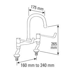 ‘H’ Sink Mixer Tap 6" Lever Handles - Chrome