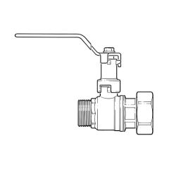 Inta Full Bore Ball Valve - 1.1/4" BSP Swivel x 1" BSP PM with Flat Face, Ext. Lever