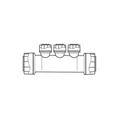 Polyplumb Manifold Double Socket 22 x 15mm, 3 Port