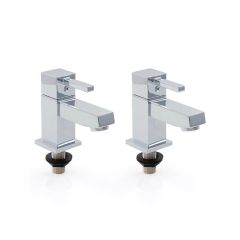 Mariana Square Quarter Turn Lever Head Basin Taps, Pair